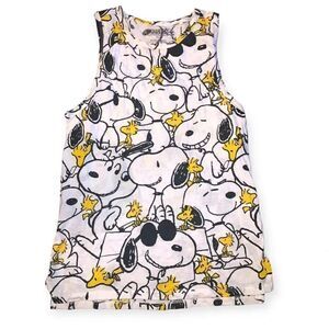PEANUTS SNOOPY WOODSTOCK JUNIOR GIRLS WHITE TANK TOP